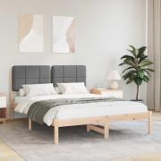 vidaXL Sängram med Klädd Huvudgavel Mörkgrå 150 x 200 cm Massiv furu