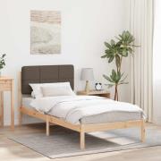 vidaXL Sängram med Klädd Huvudgavel Taupe 100 x 200 cm Massiv furu