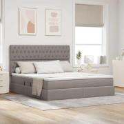 vidaXL Förvaringssäng med LED med madrass Taupe 160 x 200 cm Polyester