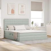 vidaXL Förvaringssäng med LED med madrass Ljusgrå 160 x 200 cm Sammet