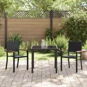 vidaXL Trädgårdsmöbelset 3 pcs Svart Poly rattan