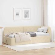 vidaXL Hörn Sängram med huvudgavel Kräm 80 x 200 cm tyg