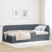 vidaXL Hörn Sängram Mörkgrå 90 x 200 cm Sammet