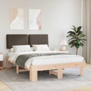 vidaXL Sängram med Klädd Huvudgavel Taupe 160 x 200 cm Massiv furu