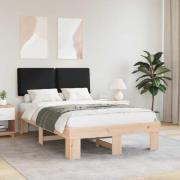 vidaXL Sängram med Klädd Huvudgavel Svart 120 x 200 cm Massiv furu