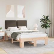 vidaXL Sängram med Klädd Huvudgavel Taupe 120 x 190 cm Massiv furu