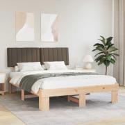 vidaXL Sängram med Klädd Huvudgavel Taupe 160 x 200 cm Massiv furu