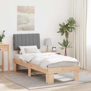 vidaXL Sängram med Klädd Huvudgavel Ljusgrå 80 x 200 cm Massiv furu