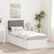 vidaXL Sängram med Klädd Huvudgavel Ljusgrå 75 x 190 cm Massiv furu