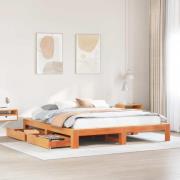 vidaXL Sängram utan madrass vaxbrun 180x200 cm massiv furu