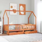vidaXL Sängram med lådor för barn 90x190 cm massiv furu