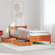 vidaXL Sängram utan madrass vaxbrun 75x190 cm massiv furu