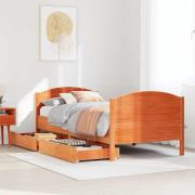 vidaXL Sängram utan madrass vaxbrun 100x200 cm massiv furu