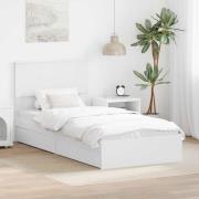 vidaXL Förvaringssäng med huvudgavel Vit 90 x 200 cm Konstruerat trä