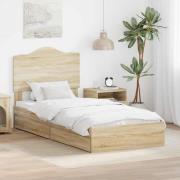 vidaXL Förvaringssäng med låda Sonoma-ek 90 x 190 cm Konstruerat trä