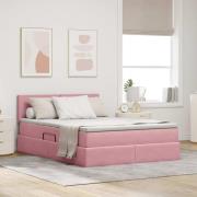 vidaXL Förvaringssäng med madrass med lagring Rosa 140 x 190 cm Sammet