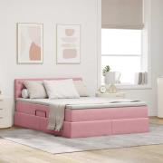 vidaXL Förvaringssäng med madrass med lagring Rosa 140 x 200 cm Sammet