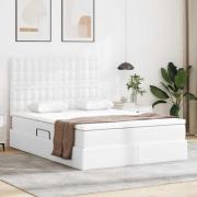 vidaXL Förvaringssäng med madrass Ren Vit 140 x 200 cm Konstläder