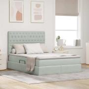 vidaXL Förvaringssäng med madrass Ljusgrå 140 x 200 cm Sammet