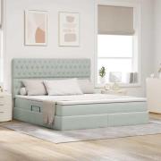 vidaXL Förvaringssäng med madrass Ljusgrå 180 x 200 cm Sammet