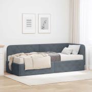 vidaXL Hörn Sängram Mörkgrå 80 x 200 cm Sammet
