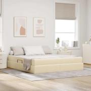 vidaXL Förvaringssäng med madrass Kräm 160 x 200 cm Polyester