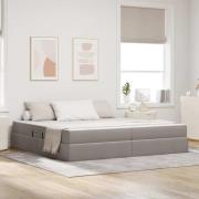 vidaXL Förvaringssäng med madrass Taupe 200 x 200 cm Polyester