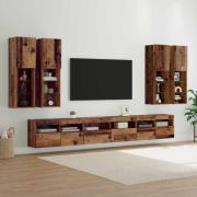vidaXL TV väggskåp set Väggmonterad 7 pcs Gammalt trä Konstruerat trä