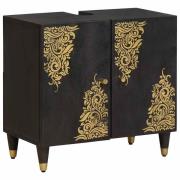 vidaXL Diskbänksskåp med dörr Svart 62 x 33 x 58 cm Massivt mangoträ