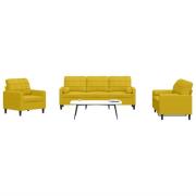 vidaXL Soffgrupp med dynor och bolster 3 delar gul sammet