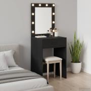 vidaXL Smyckebord med låda Svart Ek 50 x 41 x 135 cm Konstruerat trä