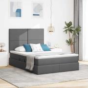 vidaXL Förvaringssäng med LED med led Mörkgrå 140 x 190 cm Polyester