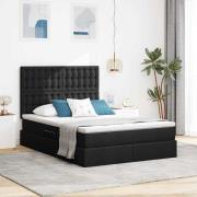 vidaXL Förvaringssäng med LED med madrass Svart 140 x 190 cm Polyester