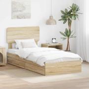 vidaXL Förvaringssäng med låda Sonoma-ek 75 x 190 cm Konstruerat trä