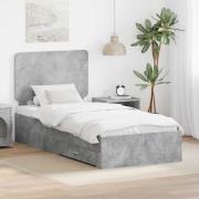 vidaXL Sängram med huvudgavel Betonggrå 70 x 190 cm Konstruerat trä