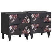 vidaXL Sängbord med låda 2 pcs Brun 40 x 33,5 x 46 cm Massivt mangoträ