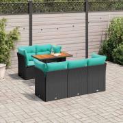vidaXL Loungegrupp med dynor 6 delar svart konstrotting