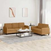 vidaXL Soffgrupp 2 delar brun sammet