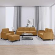 vidaXL Soffgrupp 4 delar brun tyg