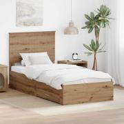 vidaXL Sängram med huvudgavel Artisan Ek 90 x 190 cm Konstruerat trä