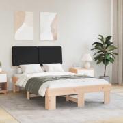 vidaXL Sängram med Klädd Huvudgavel Svart 120 x 200 cm Massiv furu