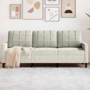 vidaXL 3-sitssoffa gräddvit 180 cm sammet