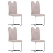 vidaXL Fribärande matstolar 4 st cappuccino konstläder