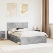 vidaXL Sängram med huvudgavel Betong 160 x 200 cm Massiv furu