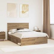 vidaXL Sängram med huvudgavel Artisan Ek 150 x 200 cm Massiv furu