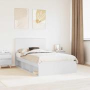 vidaXL Sängram med huvudgavel Vit 120 x 200 cm Massiv furu