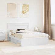 vidaXL Sängram med huvudgavel Vit 160 x 200 cm Massiv furu