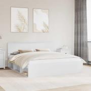 vidaXL Sängram med huvudgavel Vit 180 x 200 cm Massiv furu