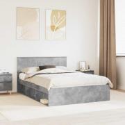 vidaXL Sängram med huvudgavel Betong 140 x 200 cm Massiv furu