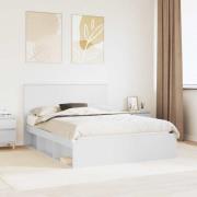 vidaXL Sängram med huvudgavel Vit 150 x 200 cm Massiv furu